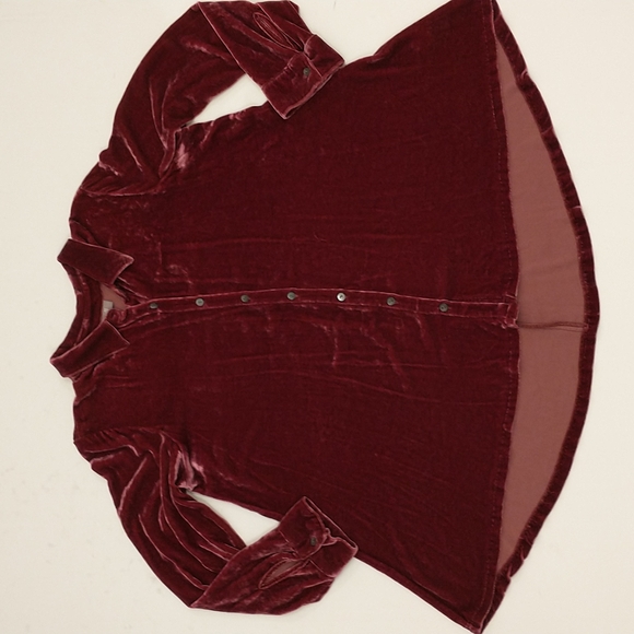 Velvet Top J Jill Silk Blend Dark Raspberry Flare Hem Tunic Soft Lush Washable - Picture 8 of 9